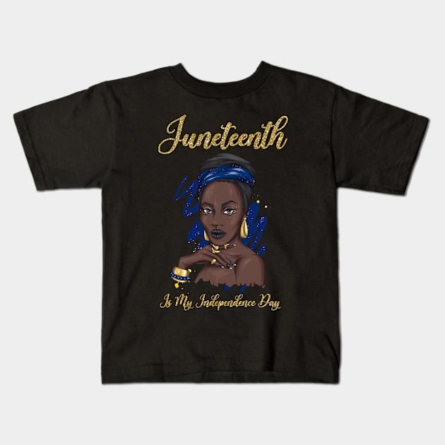 Juneteenth Black Girl Cute afro Girl Queen Celebrating 1865 Independence Kids T-Shirt by kevenwal